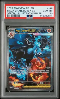 PSA 10 Pokemon Phantasmal Flames Mega Charizard X EX 125/094 PFLen Gem Mint - Image 1
