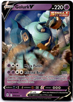 Pokemon TCG Golurk V 070/203 SWSH07 Evolving Skies Holo Rare Lightly Played - Image 1