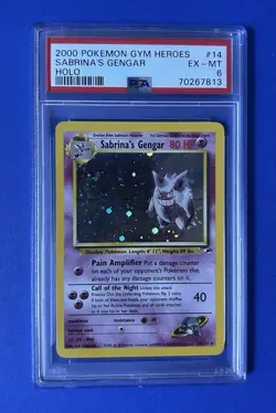 2000 Pokemon Gym Heroes Sabrina's Gengar #14 Holo PSA 6 EX-MT - Image 1