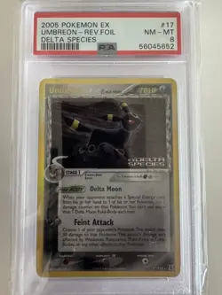 2005 POKEMON EX DELTA SPECIES #17 UMBREON REVERSE FOIL PSA 8 - Image 1
