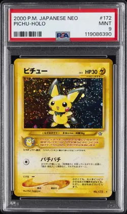 2000 POKEMON JPN NEO #172 PICHU-HOLO PSA 9 - Image 1