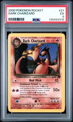2000 Pokemon Rocket 21 Dark Charizard PSA 5 - Image 1