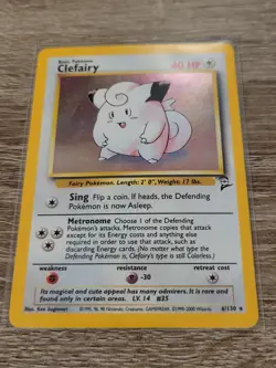 Pokemon TCG Clefairy 6/130 Base Set 2 Holo Rare MP - Image 1