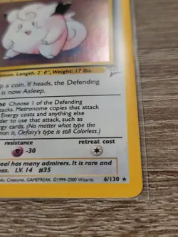 Pokemon TCG Clefairy 6/130 Base Set 2 Holo Rare MP - Image 2