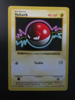 VOLTORB BASE SHADOWLESS POKEMON CARD 67/102 NEVER PLAYED COND NM- - Image 1