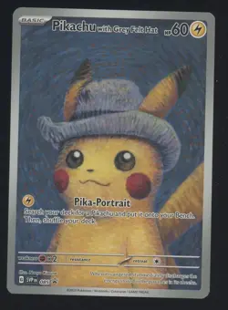 Pikachu Grey Felt Hat SVP085 Van Gogh Pokemon Card NM/M #2 - Image 1
