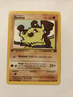 Pokemon TCG Team Rocket 1st Edition Regular Finish Mankey 61/82 NM Card - Image 1