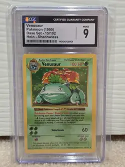 CGC 9 Shadowless Venusaur 1999 Base Set 15/102 Holo Pokemon Card WOTC Mint - Image 1