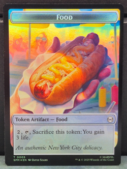Spider 0003 Food 0005 Token FOIL Marvel Spider-man Near Mint Card Hot Dog - Image 1