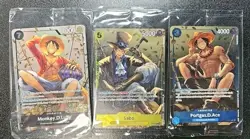 Monkey D Luffy Ace Sabo P-075 One Piece OP13 3 Card Promo Set Sealed - Image 1