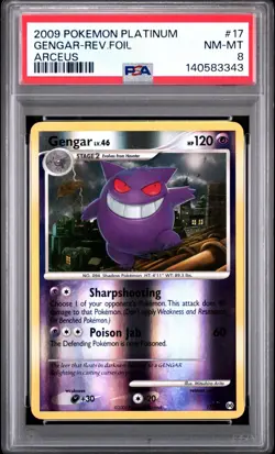 2009 Pokemon Platinum Arceus #17 Gengar Reverse Holo PSA 8 Near Mint Rare Card - Image 1