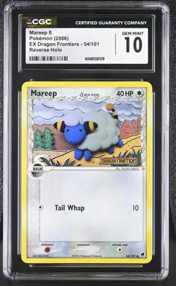 CGC 10 GEM MINT Mareep 2006 EX Dragon Frontiers 54/101 Reverse Holo Pokemon Card - Image 1