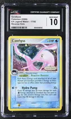 CGC 10 Gorebyss Reverse Foil 17/92 2006 Pokemon EX Legend Maker Stamped LOW POP - Image 1