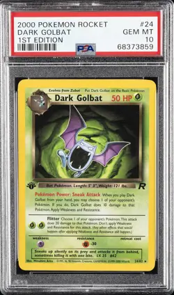 2000 POKEMON ROCKET 1ST ED #24 DARK GOLBAT PSA 10 - Image 1