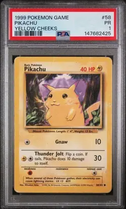 Pikachu PSA 1 58/102 Unlimited Base Set Pokemon TCG Regular - Image 1
