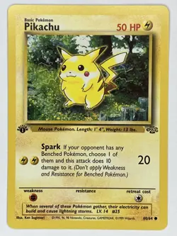 Pikachu NM 60/64 1st Edition Jungle Pokemon TCG Regular - Image 1