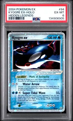 2004 Pokemon Kyogre Ex 94/101 Holo Hidden Legends PSA 6 - Image 1