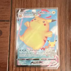 Pokemon Surfing Pikachu VMAX 009/025 Celebrations Holo TCG Card - Image 1