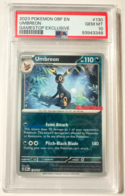 PSA 10 GEM MINT Umbreon GameStop Promo OBF EN Reverse Holo Pokemon Card 130/197 - Image 1