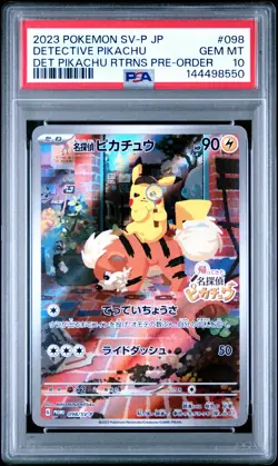 2023 POKEMON JPN SV-P PROMO #098 DETECTIVE PIKACHU PSA 10 - Image 1