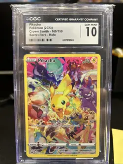 ⚡CGC Gem Mint 10 Pikachu 160/159 Pokemon Crown Zenith💛 - Image 1