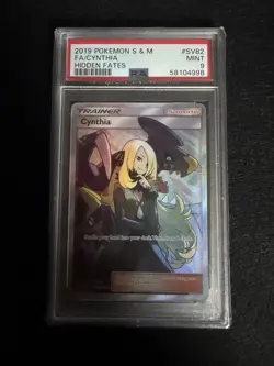 PSA 9 - FULL ART/CYNTHIA - 2019 POKEMON SUN & MOON HIDDEN FATES #SV82 - Image 1