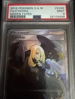 PSA 9 - FULL ART/CYNTHIA - 2019 POKEMON SUN & MOON HIDDEN FATES #SV82 - Image 3