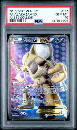2016 POKEMON XY FATES COLLIDE #117 FULL ART/ALAKAZAM EX PSA 10 - Image 1