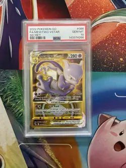 Pokemon Go 2022 Secret Full Art #086 Mewtwo Vstar Gem Mint PSA 10 One Owner Fire - Image 1