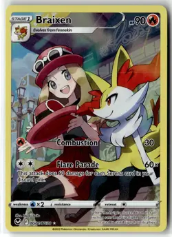 Braixen ⭐ TG01/TG30 Holo Silver Tempest Trainer Gallery Pokemon NM - Image 1