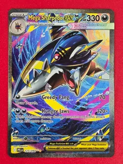 Mega Sharpedo ex 127/094 Me02: Phantasmal Flames Holo NM Pokemon Ships FAST - Image 1