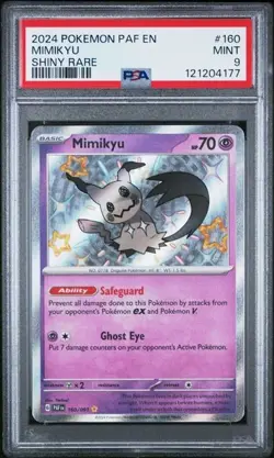 2024 Pokemon Paf EN-Paldean Fates Mimikyu #160 Shiny Rare PSA 9 Mint - Image 1