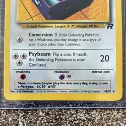 Porygon 48/82 Team Rocket Pokemon TCG 40 HP Rare Regular English - Image 3