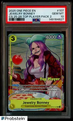 2025 One Piece EN CS 25-26 Top Player Pack 2 #107 Jewelry Bonney PSA 10 GEM MINT - Image 1