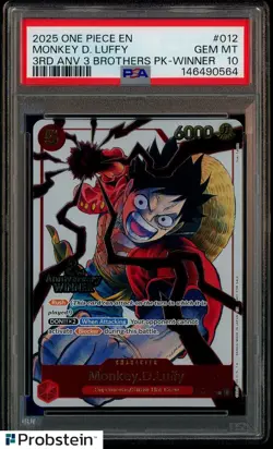 2025 One Piece Monkey.D.Luffy 3rd Anv. Event Winner Prize Promo ST01-012 PSA 10 - Image 1