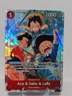 ALT ART-Ace & Sabo & Luffy OP13-007 SR Foil 1000 Power Bandai - Image 1
