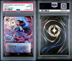 2025 DISNEY LORCANA EN 9-FABLED ENCHANTED BELLE ACCOMPLISHED MYSTIC PSA 10 - Image 3