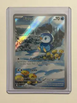 Pokemon Piplup 098/094 Me02: Phantasmal Flames Illustration Rare Holo 70 HP Card - Image 1