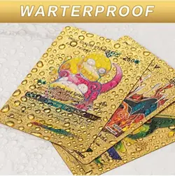 55pcs Gold Pokemon Cards GX Vmax Waterproof Trading Card Set with Box - Image 2