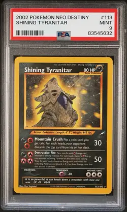 2002 Pokemon Unlimited Neo Destiny # 113 Shining Tyranitar PSA 9 MINT Free Ship! - Image 1