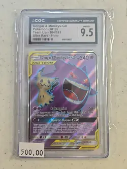 CGC 9.5 Mint+ Gengar & Mimikyu GX 164/181 Pokemon Team Up 2019 English RARE! - Image 1