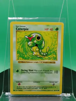 Caterpie 45/102 Shadowless Base Set Common 1999 English Pokemon TCG WoTC - Image 1