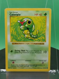 Caterpie 45/102 Shadowless Base Set Common 1999 English Pokemon TCG WoTC - Image 3