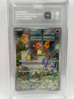 Charmander 44 Black Star Promo Pokemon SV: Obsidian Flame TAG MINT 9 - Image 1