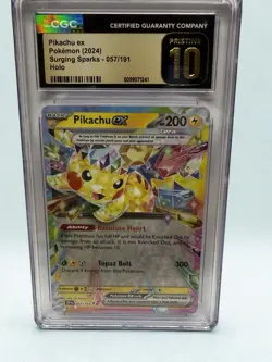 Pokemon Pikachu Ex #057/191, Surging Sparks Holo Rare, S&V, CGC Pristine 10!!! - Image 1
