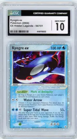 Pokemon Kyogre ex Holo 2004 EX Hidden Legends #94 Gem Mint CGC 10 - Image 1