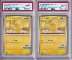 Lot of (2) 2025 Pokemon SV-P Japanese Illustration Contest #242 Pikachu PSA 10 - Image 1