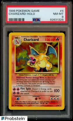 1999 Pokemon Game #4 Charizard Holo PSA 8 NM-MT - Image 1