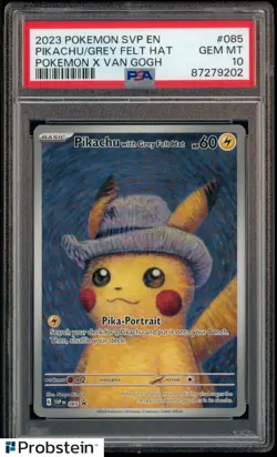 2023 Pokemon Pikachu with Grey Felt Hat Van Gogh Promo 085 SVP Black Star PSA 10 - Image 1