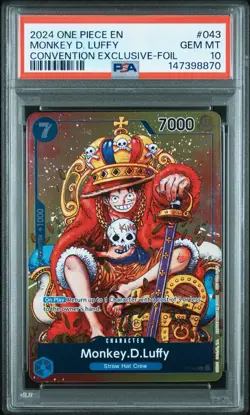 2024 ONE PIECE PROMOS CONVENTION EXCLUSIVE-FOIL #043 MONKEY D. LUFFY PSA 10 - Image 1